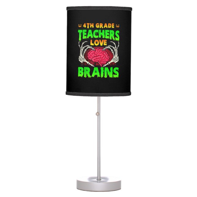 4th Grade Teacher Skeleton Heart Hands Halloween L Table Lamp (Front)