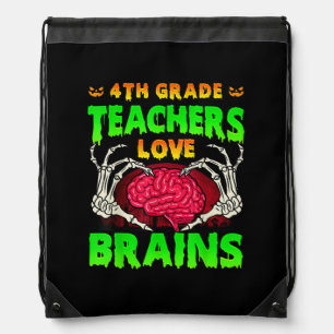 4th Grade Teachers Brains Skeleton Hand Heart Hall Drawstring Bag