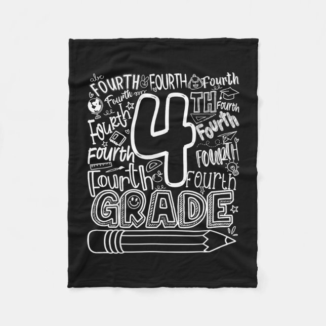 4th grade typography team fourth back to school fleece blanket (Front)