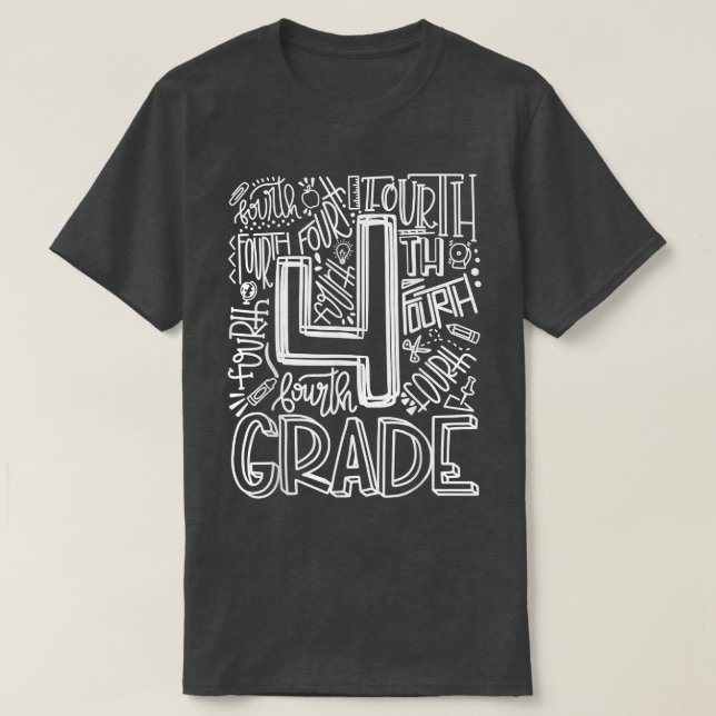 4th Grade Typography Team Fourth Grade Back To Sch T-Shirt (Design Front)