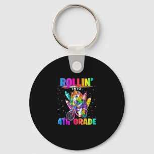 4th Grade Unicorn Back to School First Day of Scho Keychain