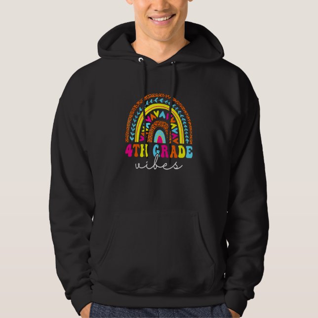 4th Grade Vibes Back To School Rainbow Teachers Ki Hoodie (Front)