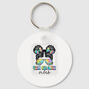 4th Grade Vibes Messy Hair Bun Girl Ck To School F Keychain