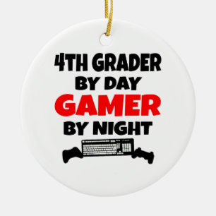 4th Grader by Day Gamer by Night Ceramic Ornament