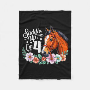 4th Horse Birthday Four Years Old Girls Horses Bir Fleece Blanket