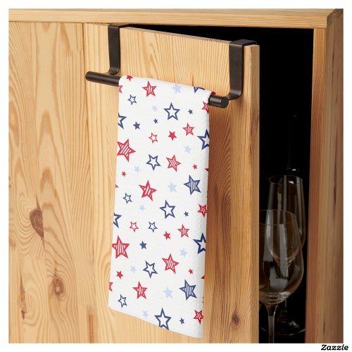 4th if July Blue  Red Patriotic Stars Kitchen Towel