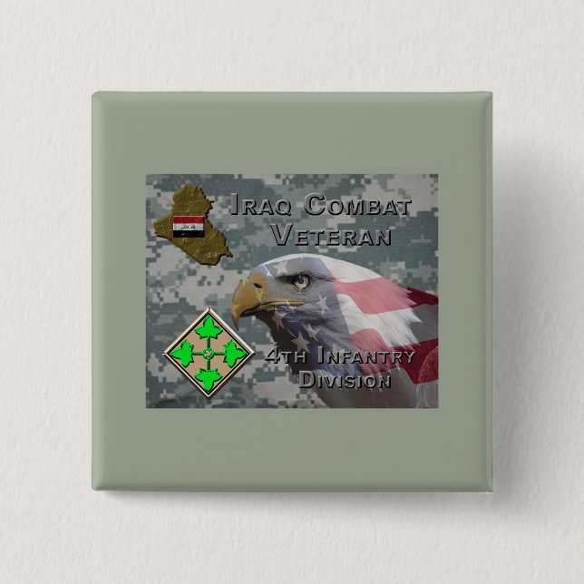4th Infantry Div Iraq Combat Veteran Button (Front)