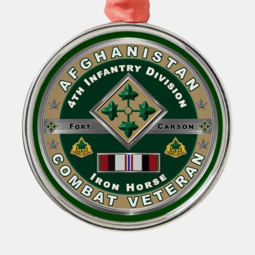 4th Infantry Division Afghanistan Veteran Metal Ornament