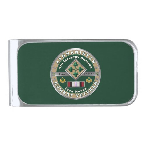 4th Infantry Division Afghanistan Veteran Silver Finish Money Clip