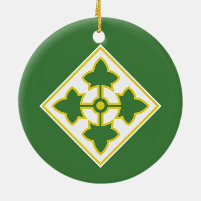 4th Infantry Division Badge Ceramic Ornament (Back)