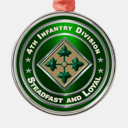 4th Infantry Division Christmas    Metal Ornament