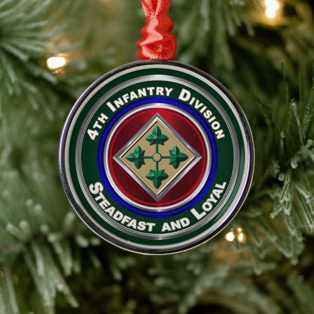 4th Infantry Division Keepsake Christmas Metal Ornament (Tree)