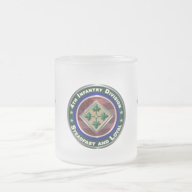 4th Infantry Division Keepsake Frosted Glass Coffee Mug (Center)