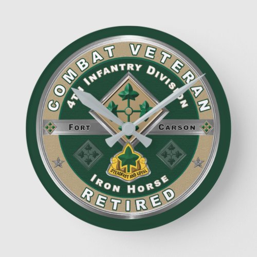 4th Infantry Division Retired Combat Veteran  Round Clock