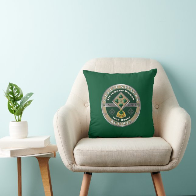4th Infantry Division Retired Throw Pillow (Chair)