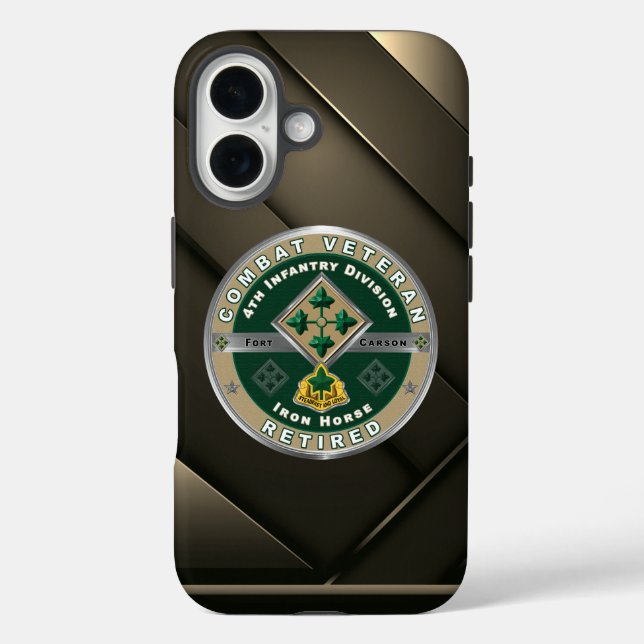 4th Infantry Division Retired Veteran Case-Mate iPhone Case (Back)