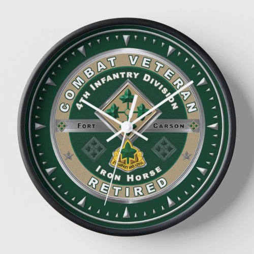 4th Infantry Division Retired Veteran Clock