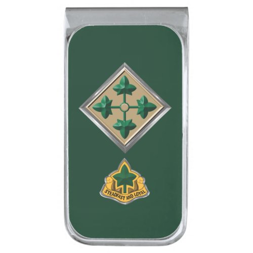 4th Infantry Division   Silver Finish Money Clip