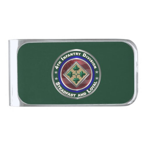 4th Infantry Division   Silver Finish Money Clip
