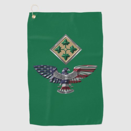 4th Infantry Division Steadfast and Loyal Eagle Golf Towel