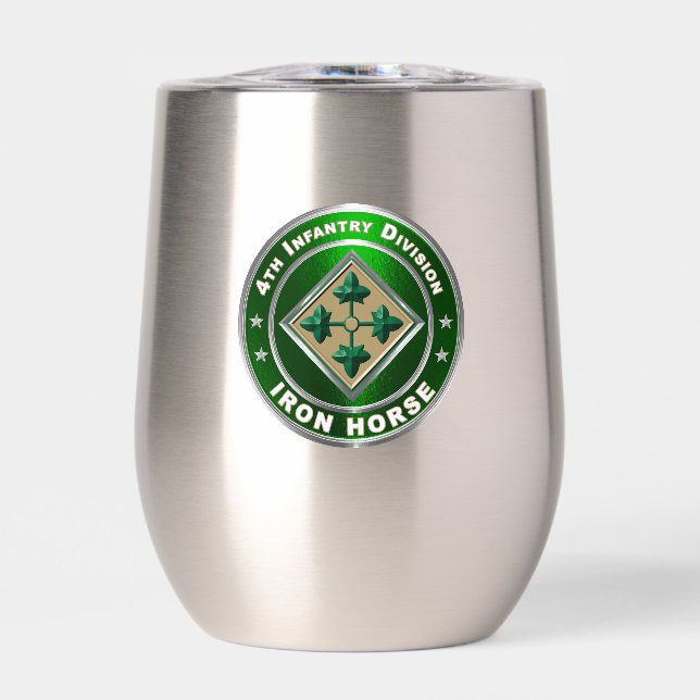 4th Infantry Division Thermal Wine Tumbler (Front)