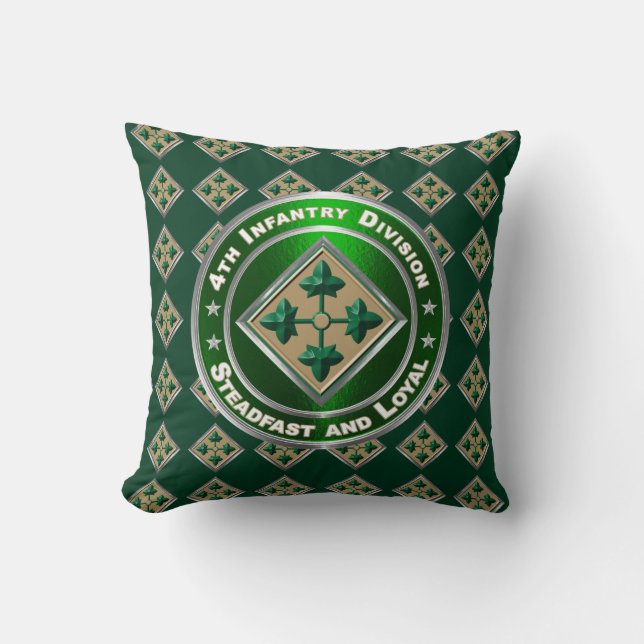4th Infantry Division  Throw Pillow (Front)