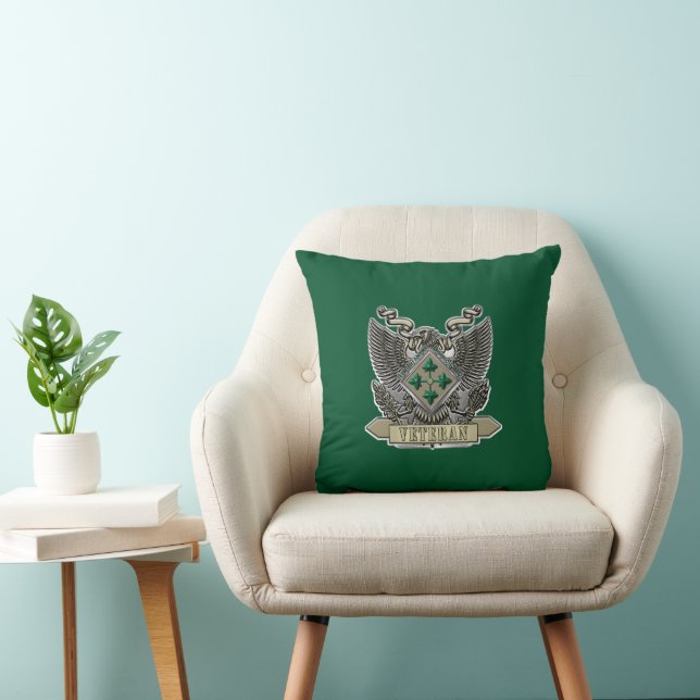 4th Infantry Division Veteran Throw Pillow (Chair)