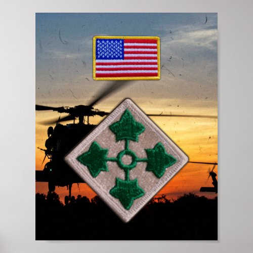 4th Infantry Division Veterans Vets Patch Print
