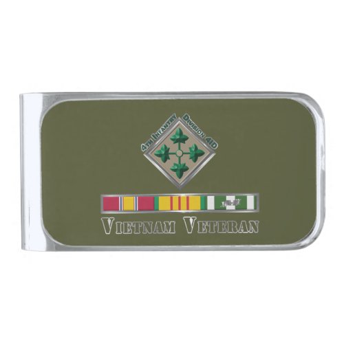4th Infantry Division Vietnam Veteran Silver Finish Money Clip