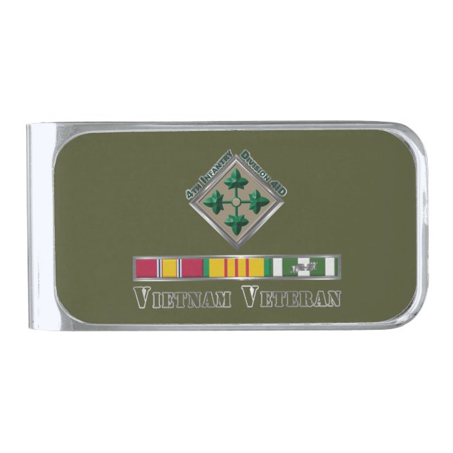 4th Infantry Division Vietnam Veteran Silver Finish Money Clip (Front)