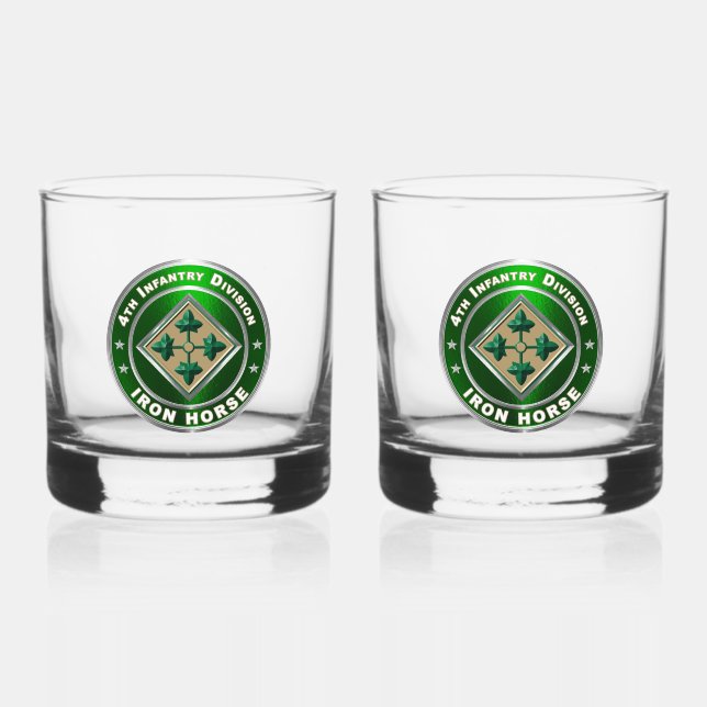 4th Infantry Division  Whiskey Glass (Front)