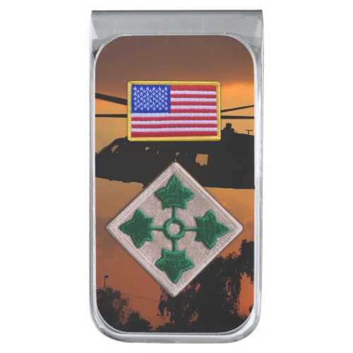 4th infantry fort carson veterans vets patch silver finish money clip