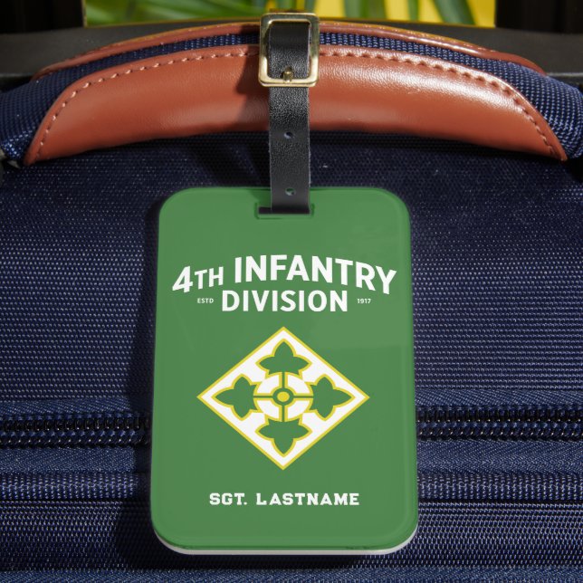 4th Infantry "Ivy" Division Customizable Luggage Tag (Front Insitu 2)