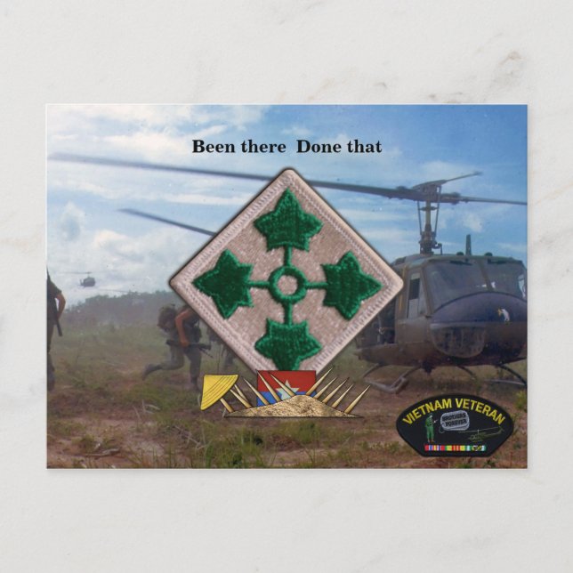 4th infantry vietnam nam war vets patch postcard (Front)
