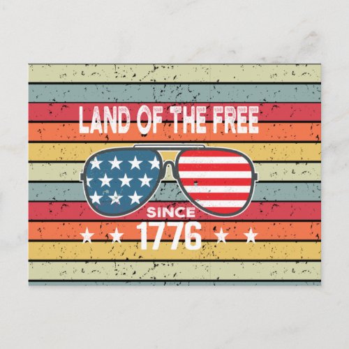 4th July 1776 Independence Vintage Sunset Postcard