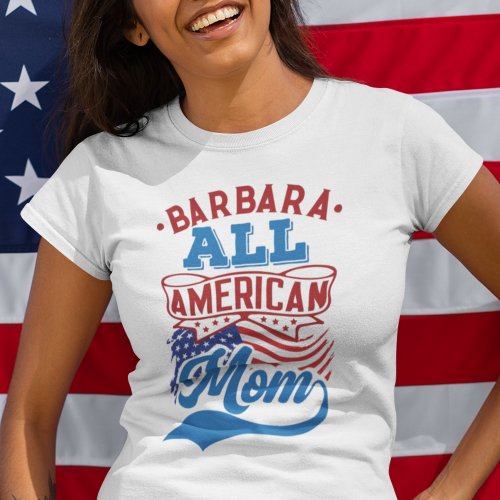 4th july All american mom patriotic family T_Shirt