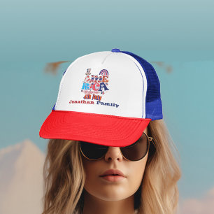 4th July America Independence Day Flag Family Name Trucker Hat