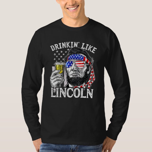 4th July Americal flag Drinkin Like Ben Drinkin T-Shirt (Front)