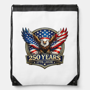 4th July American Flag Eagle Vintage 250 Years 177 Drawstring Bag