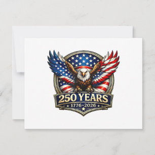 4th July American Flag Eagle Vintage 250 Years 177 Invitation
