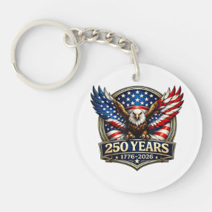 4th July American Flag Eagle Vintage 250 Years 177 Keychain