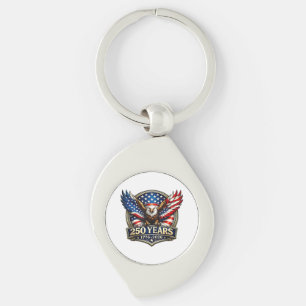 4th July American Flag Eagle Vintage 250 Years 177 Keychain