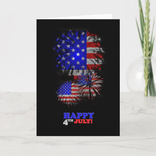 4th July American Flag Fireworks Greeting Card