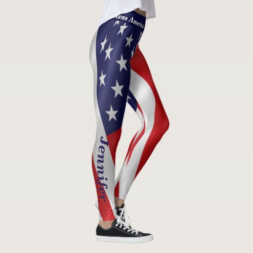 4th JULY American Flag Leggings Your Name Parade