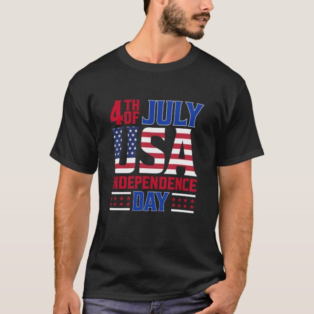 4th July American Independence Day lover funny T-Shirt (Front)