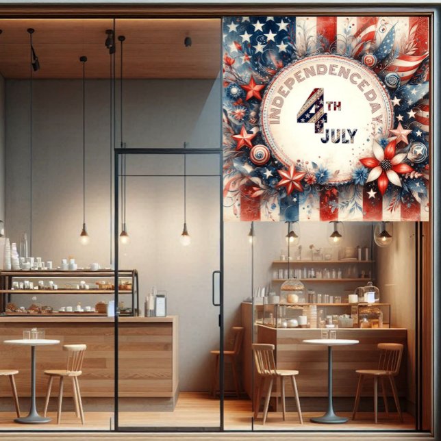 4th July American Independence Day Stars Red Blue  Window Cling (4th July American Independence Day Stars Red Blue Window Cling)