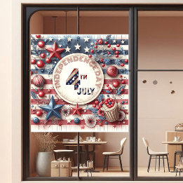 4th July American Independence Day Stars & Stripes Window Cling
