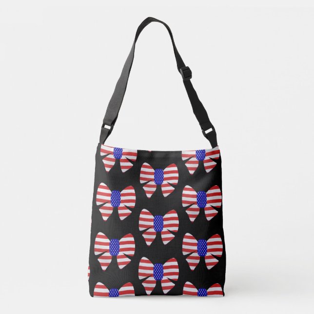 4th July Apparel America USA Flag Patriotic ribbon Crossbody Bag (Back)