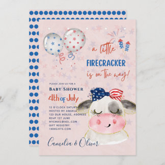 4th July BABY SHOWER INVITE Firecracker Cow