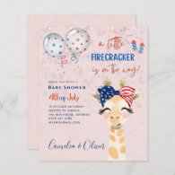 4th July BABY SHOWER INVITE Firecracker Giraffe